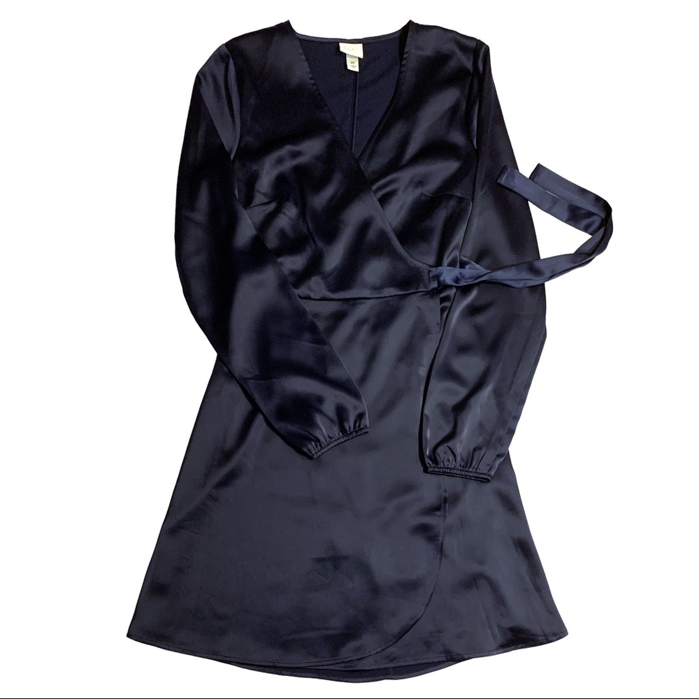 ⚡️SOLD⚡️NWOT A New Day Blue Satin Faux Wrap Dress